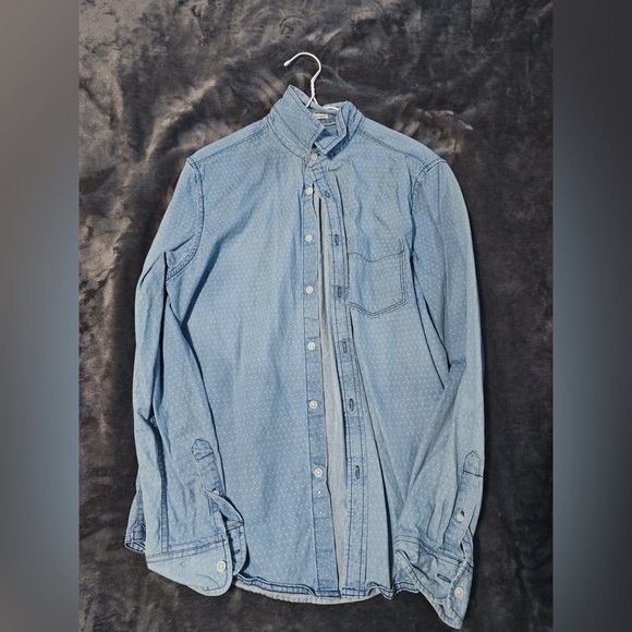 Denim and Flower Dress Shirt - Picture 1 of 1